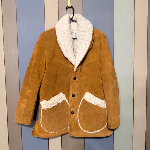 Vintage 1960s Jo O Kay Suede Leather Sherpa Lined Western Rancher Jacket 38 - Picture 14 of 14